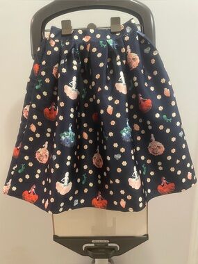 Women’s Navy Floral Print Full Skirt